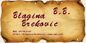 Blagina Breković vizit kartica